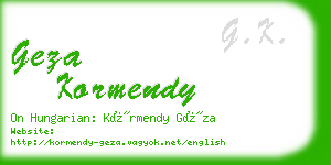 geza kormendy business card