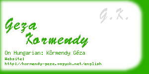 geza kormendy business card